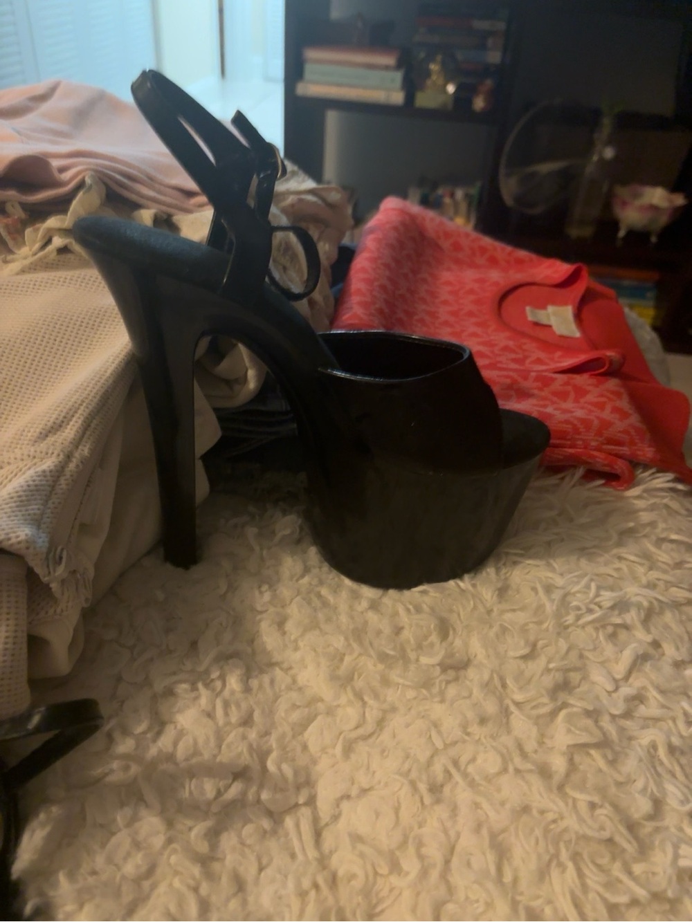 Ellie Black Patton Platform Peep-Toe Stiletto Heels